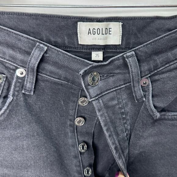 AGOLDE Riley High Rise Straight Crop Jeans in Panoramic Black size 25 - Picture 6 of 8